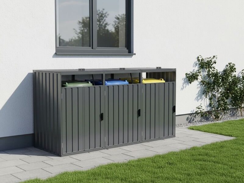 StarLine 3er Mülltonnenbox Modell Cubi Metall 240 l