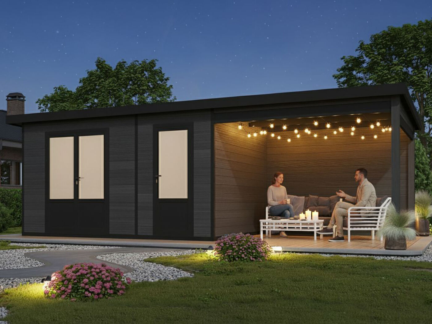 26% billiger ! WPC Gartenhaus Modell Style DeLuxe 2-Raum mit Loun