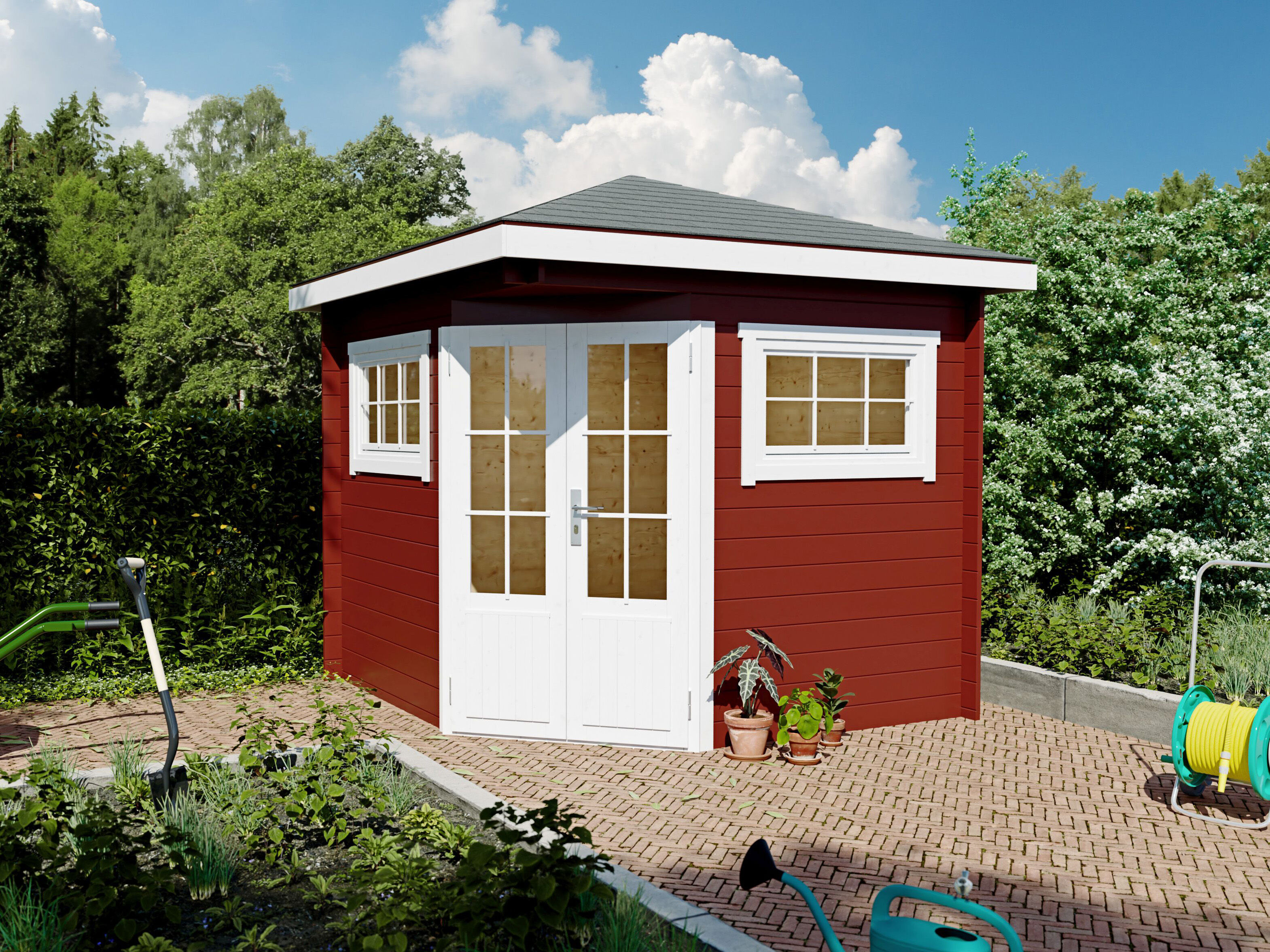 3x3m Fjordholz 5-Eck Gartenhaus Modell Evelyn 2A| Rabatt: 26%