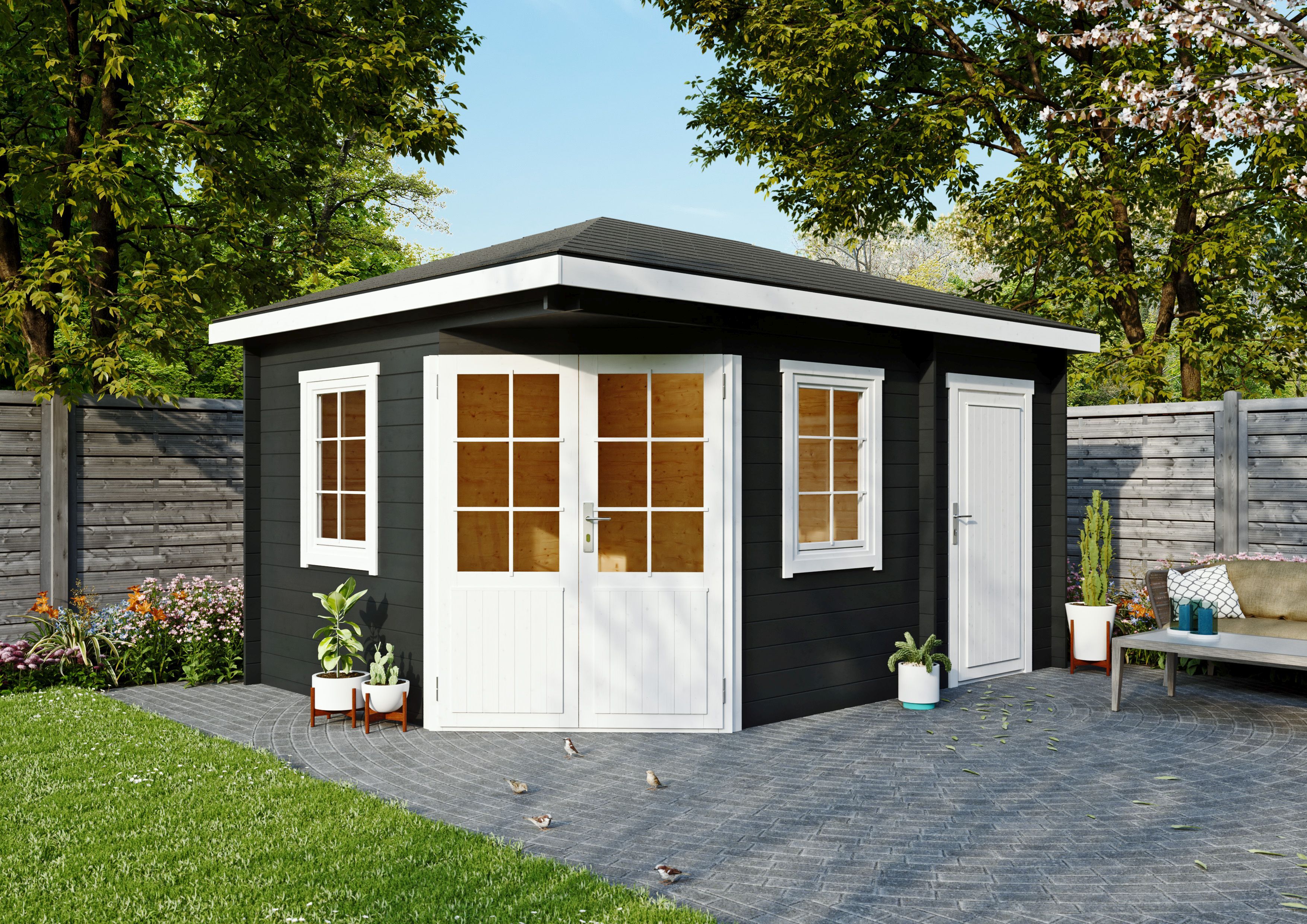 Fjordholz 5-Eck Gartenhaus Modell Evelyn 1B
