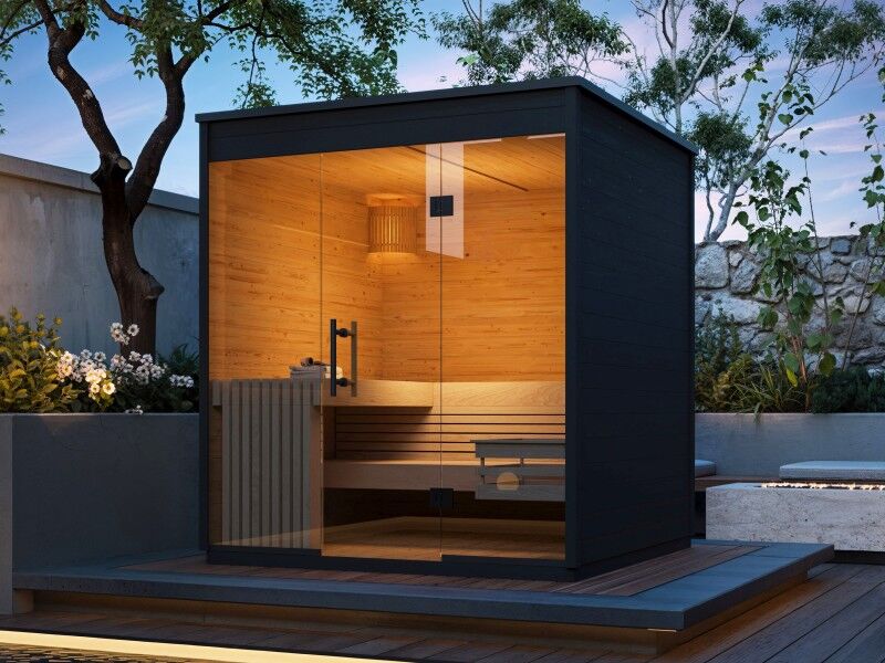 Fjordholz Design Saunahaus Modell Relax Black Edition