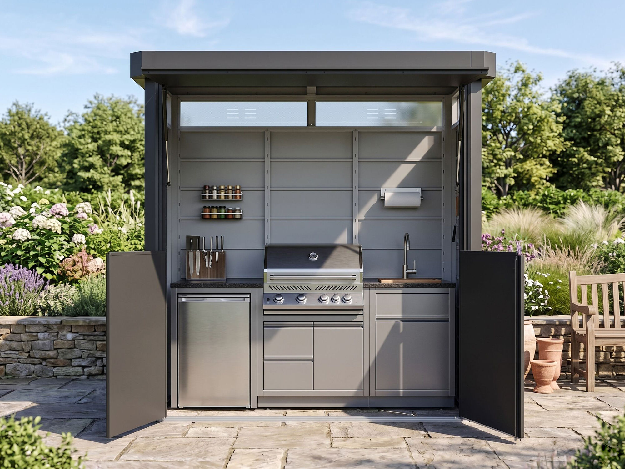 39 % billiger: Metall Grillhaus Modell GrillCube 3,26 m²  Anthraz 2x2m