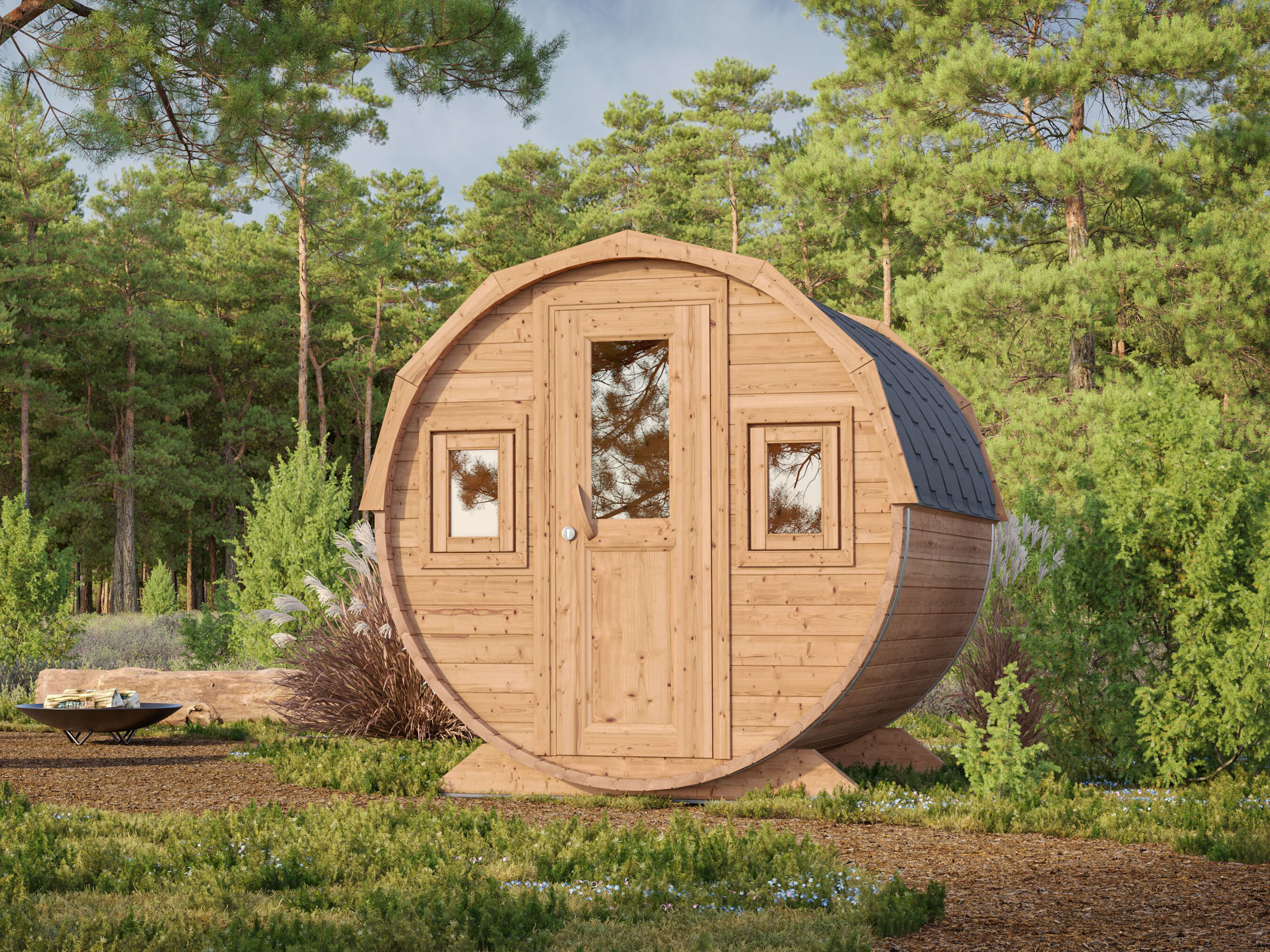 Fjordholz Fass-Sauna Modell Quadro 170 cm