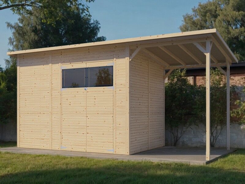 Gerätehaus Modell Pent Modern 4 Plus natur