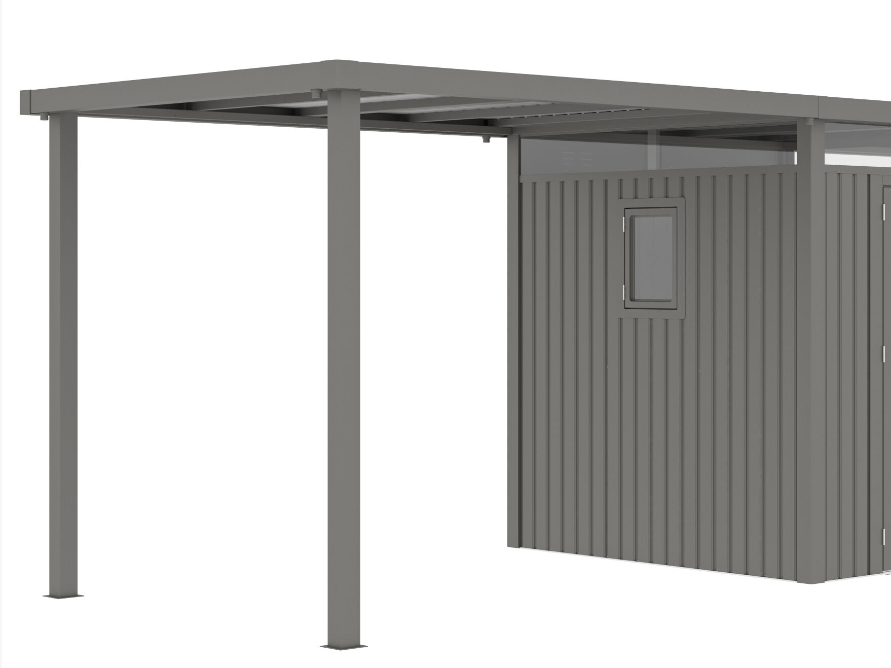 Seitendach für Gerätehaus Style 4,45 m² Alu Grau | Rabatt: 29 %