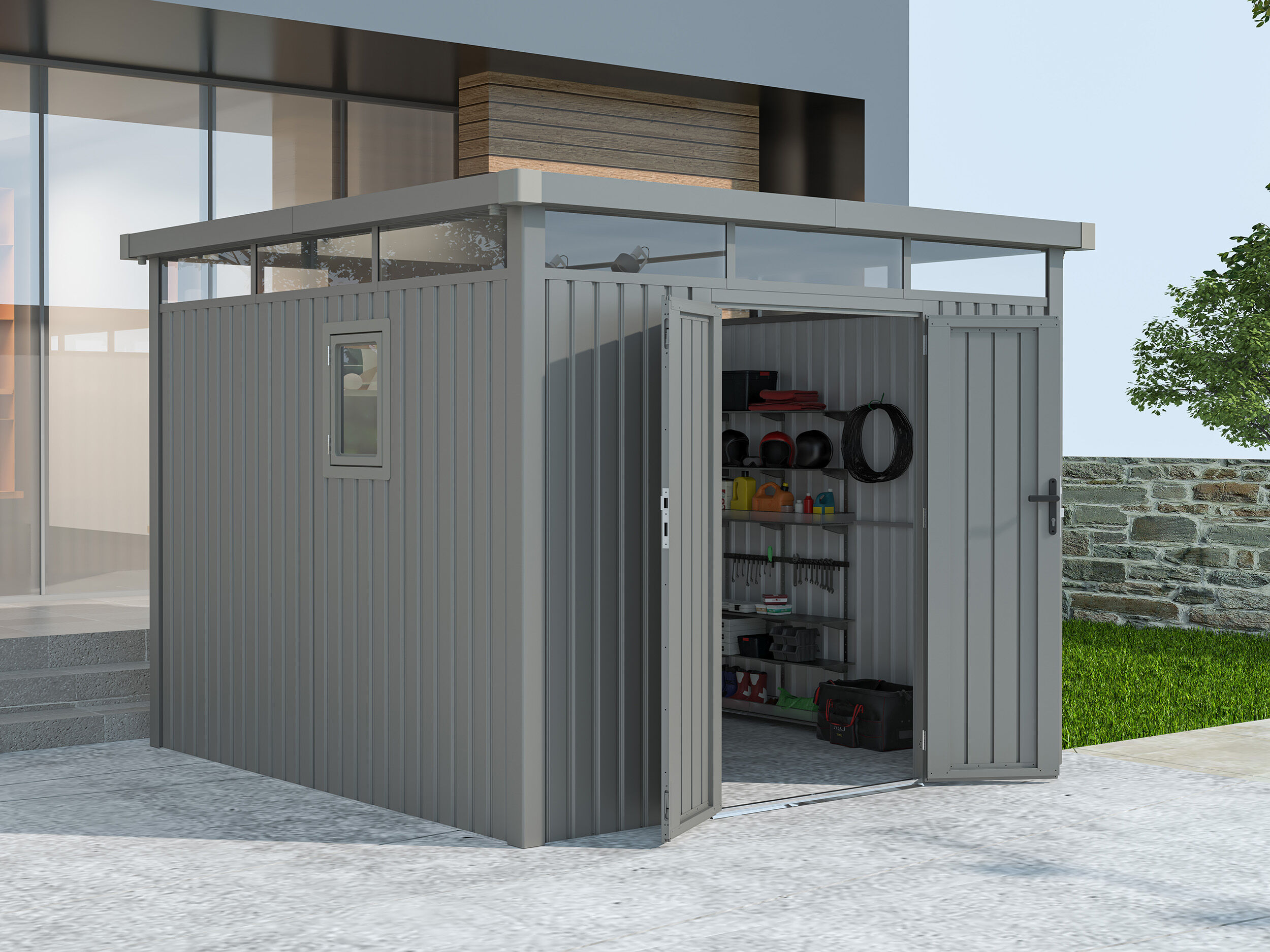 Metall Gerätehaus Modell Style 7,56 m² Aluminium G Rabatt: 32 %