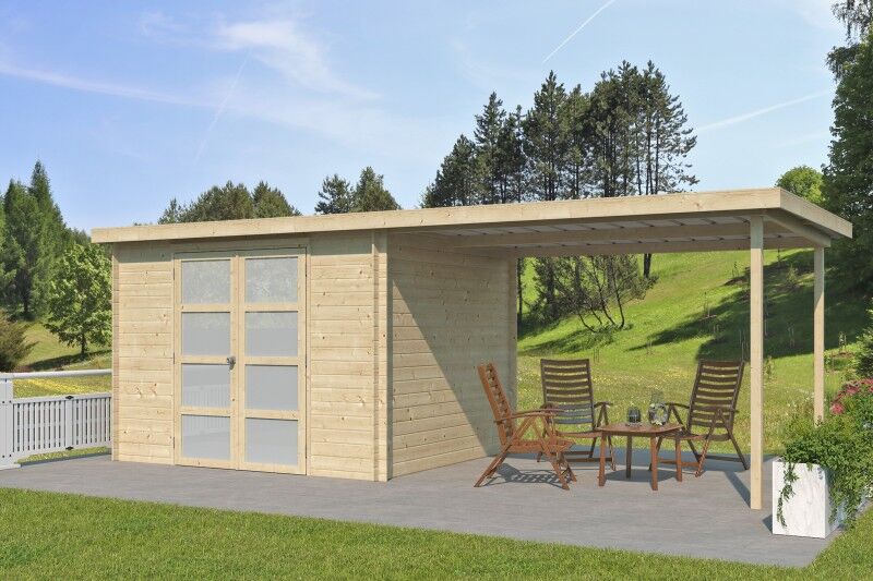 Gerätehaus Modell Umea 7,38 m² + 300 cm Anbau