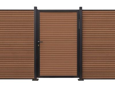 WPC Einzeltor Modell FineLine 100x180 cm Teak