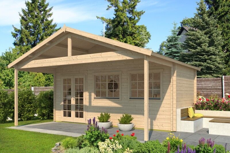 Gartenhaus Modell Rolf 44 A mit Vordach