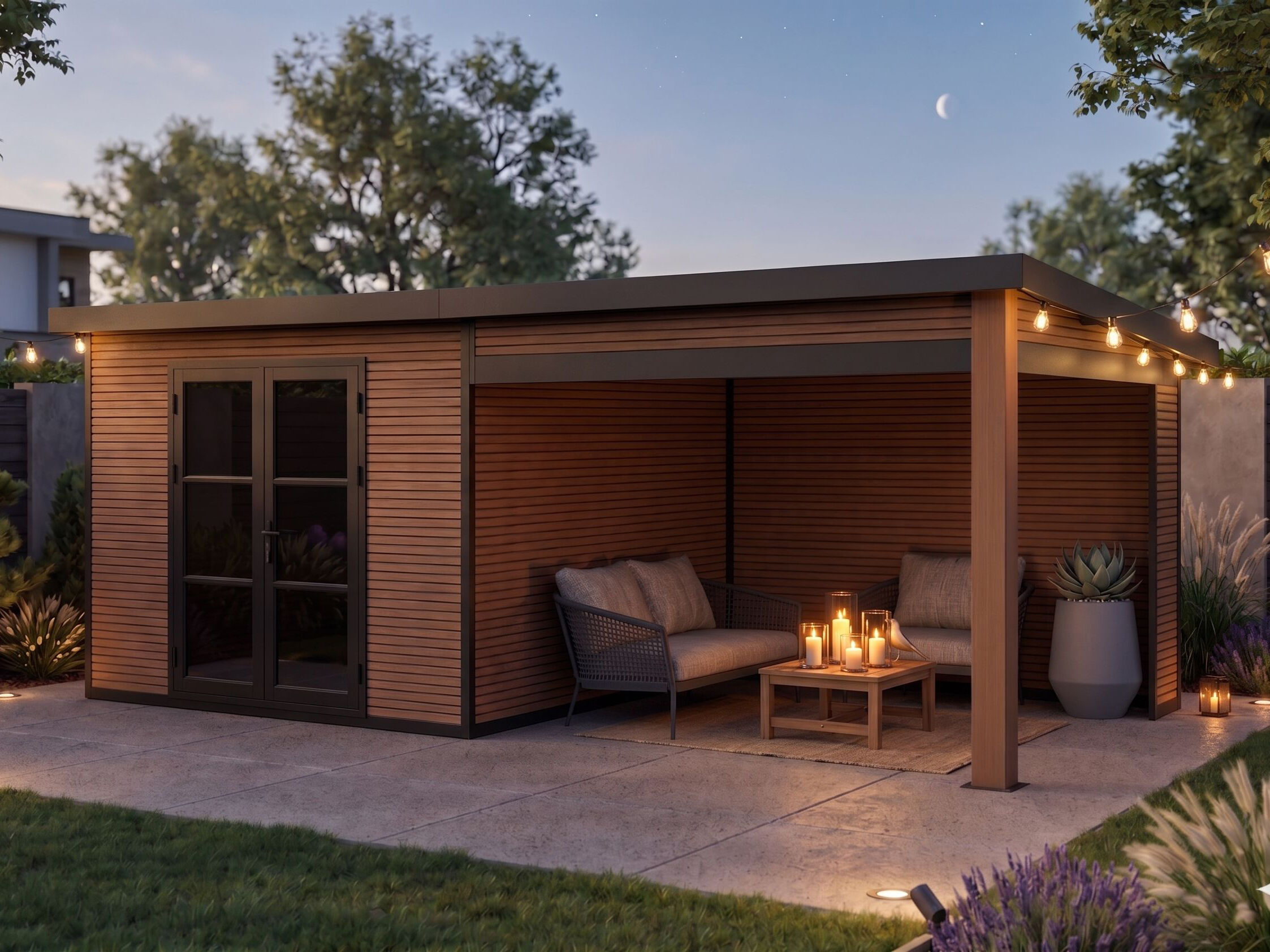26 % reduziert! WPC Holzferienhaus mit Lounge Modell FineLine 16,90 m² 6x3m 26 % reduziert! WPC Holzferienhaus mit Lounge Modell FineLine 16,90 m² 6x3m