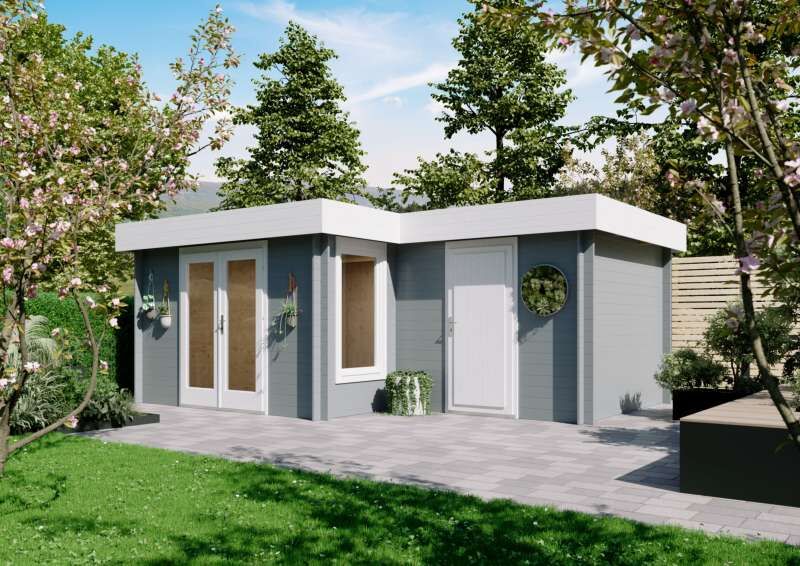 Gartenhäuser in LForm aus Holz kaufen