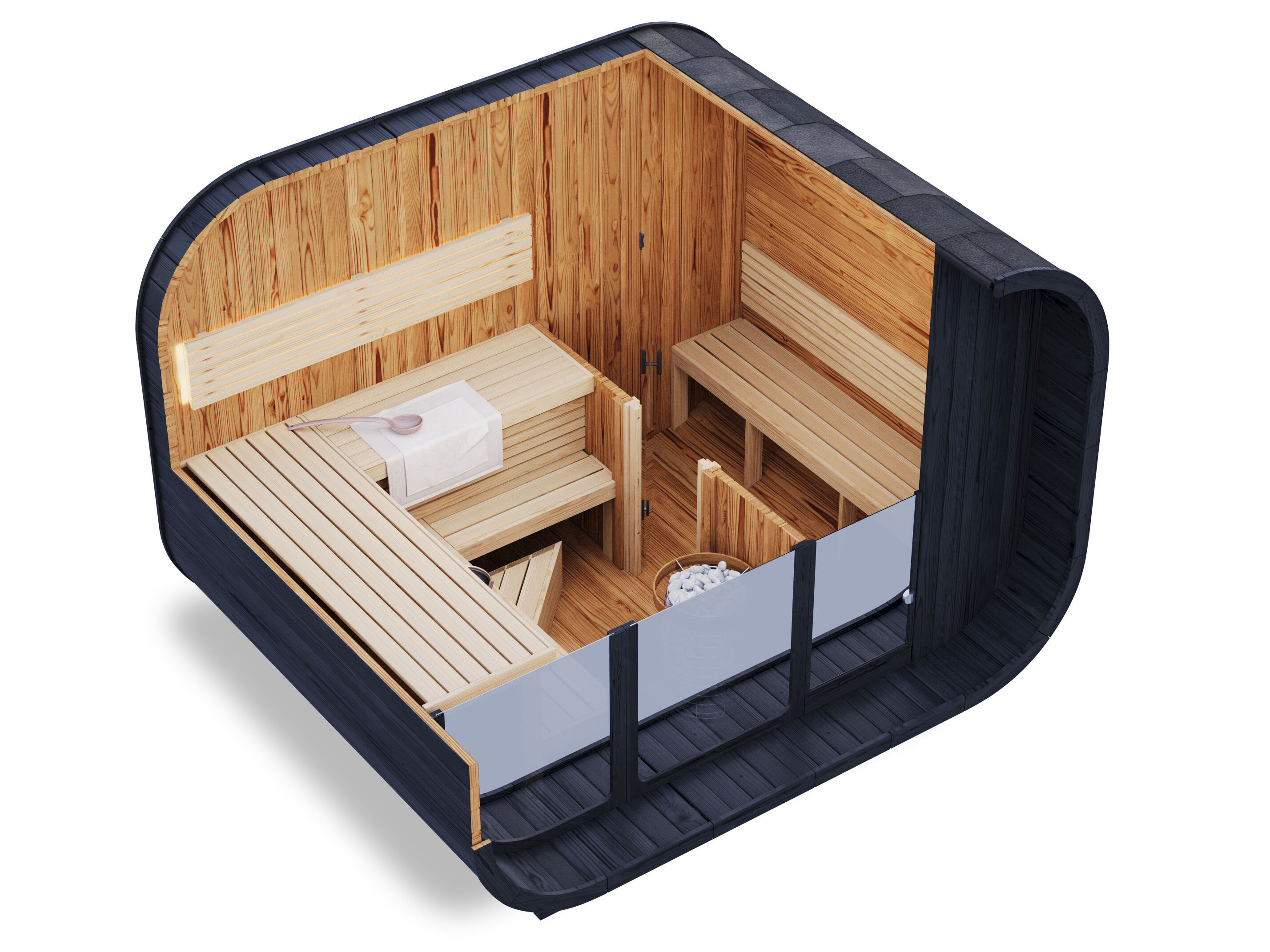 Fjordholz Fass-Sauna Modell Luxe-3 Zweir...