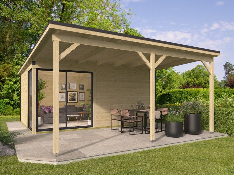 Fjordholz Gartenhaus Modell Amrum-5 mit Vordach