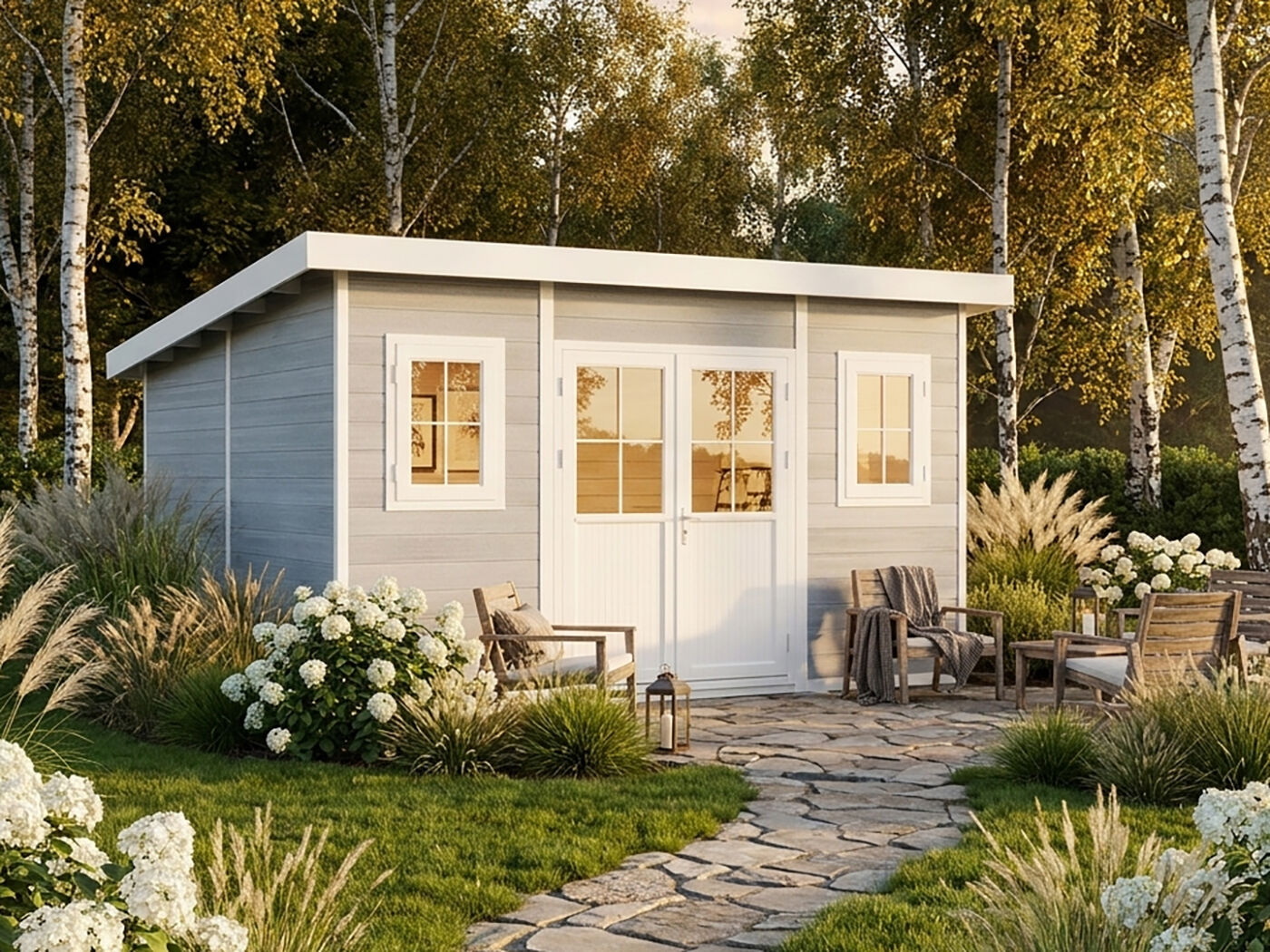 29% Rabatt ! WPC Gartenhaus Modell Nexo White 15,0 m²