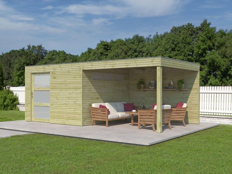 Gartenhaus Modell QBS-Line 9,00 m² + 300 cm Anbau