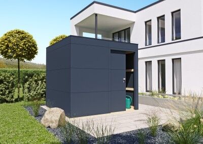 Premium HPL Design Gartenhaus Größe 1 anthrazit