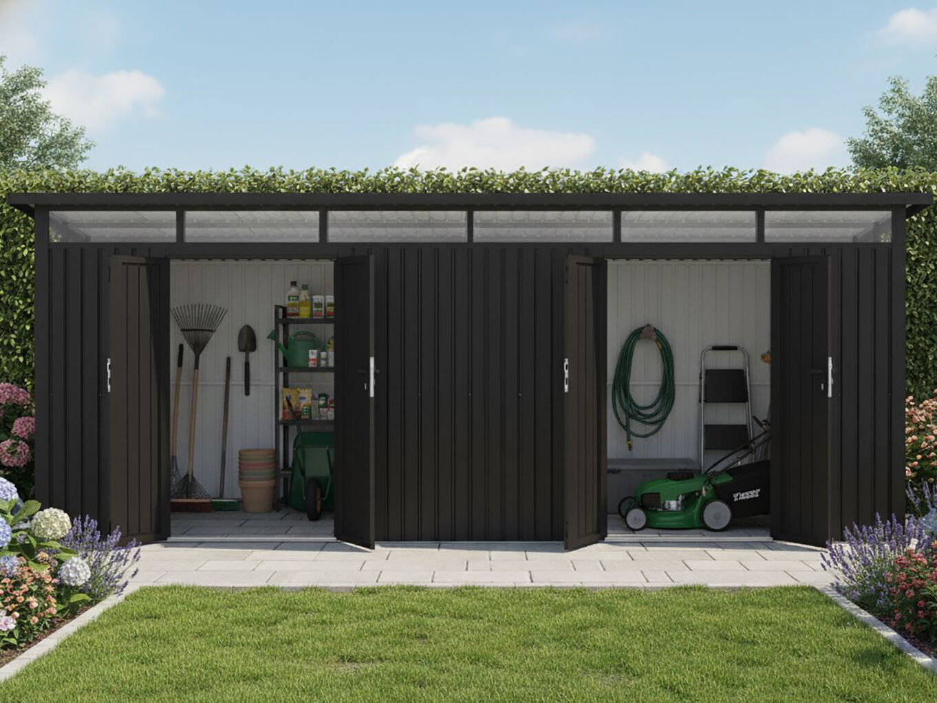 Metall Gerätehaus Modell Skylight 2-Raum  15,18 m²