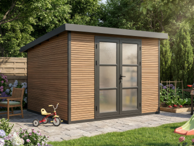 WPC Gartenhaus Modell FineLine 8,4 m² Teak